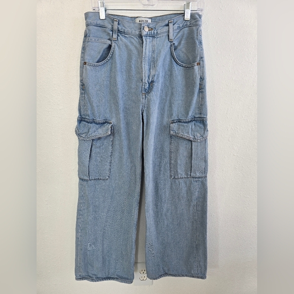 Agolde Minka Light Blue Wide Leg Cargo Jeans Size 27 - Picture 7 of 15